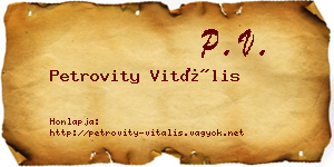 Petrovity Vitális névjegykártya